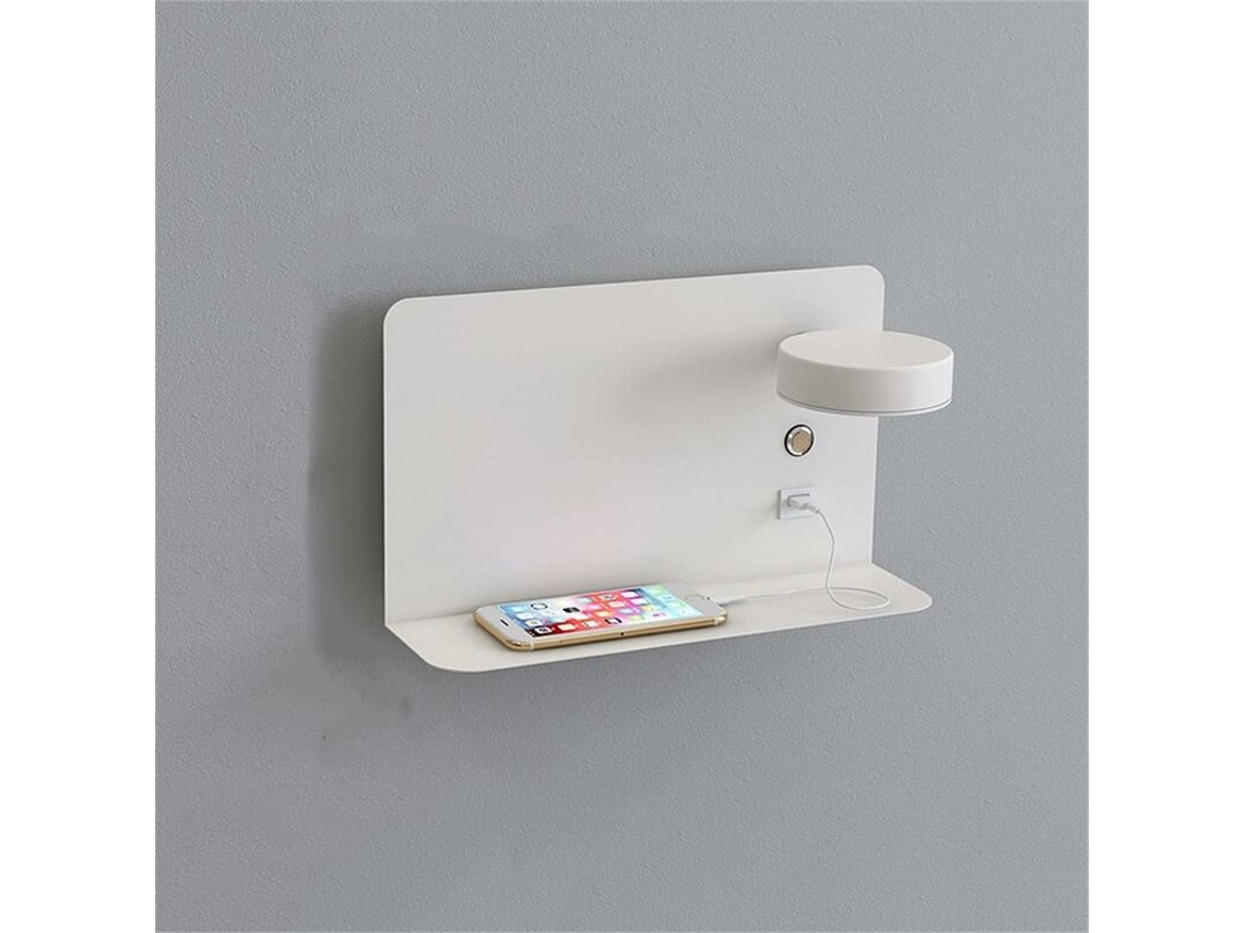 Aplique de Parede Led Regulável de 3 Cores com Interruptor e Modo de Interface Usb para Iluminação Do Corredor Do Quarto Branco Grande Direita