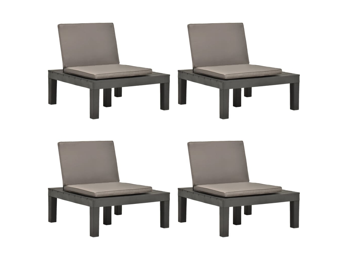 Vidaxl Cadeiras De Jardim Com Almofadões 4 Pcs Plástico Antracite