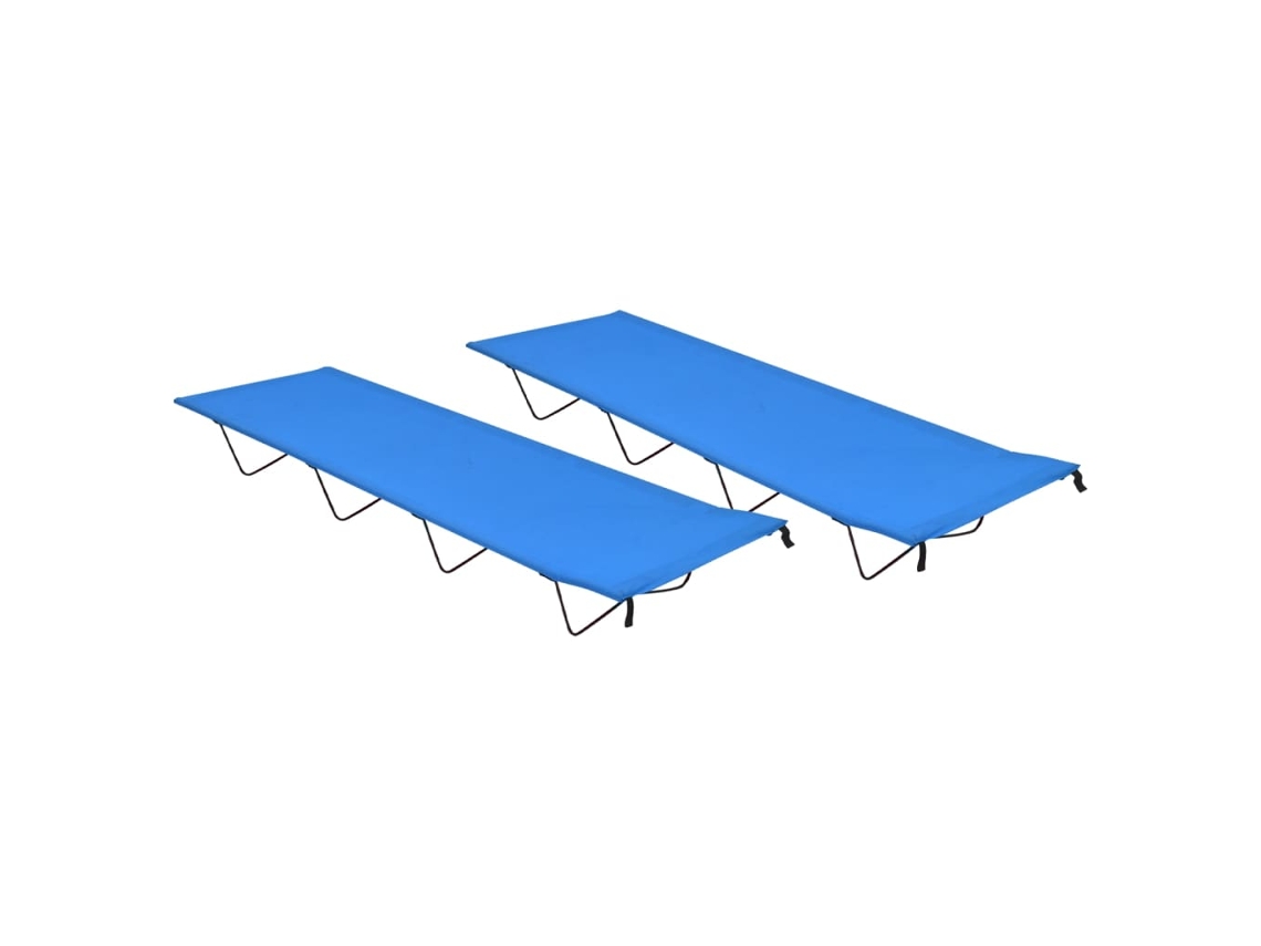 Vidaxl Camas De Campismo 2 Pcs 180x60x19 Cm Tecido Oxford E Aço Azul