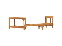 Conjunto 1 Entorno Para Banheira De Hidromassagem Vidaxl Castanho Madeira De Acácia Maciça (252 X 112 X 55,5 Cm)