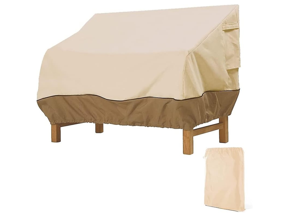 Capa Para Sofá De Jardim, Impermeável, Têxtil Oxford 210d, Revestimento Prateado, Uv Resistente, 147x83x79 Cm Bege