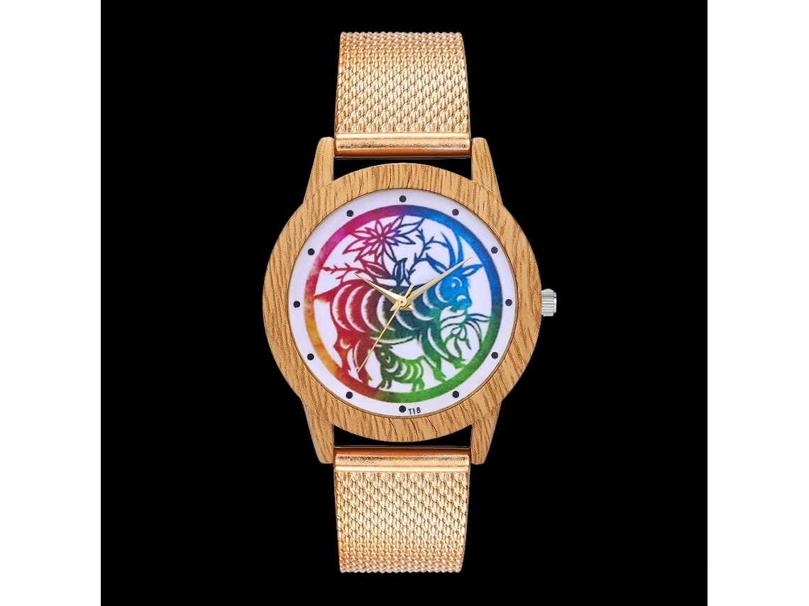 Reloj De Cuarzo Con Correa De Malla Moda Para Hombre Y Mujer T18-f3 Oro Rosa