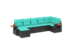 Conjunto de 7 sofás para jardim com almofadões Vime Pe Preto MAISON EXCLUSIVE (7 peças)