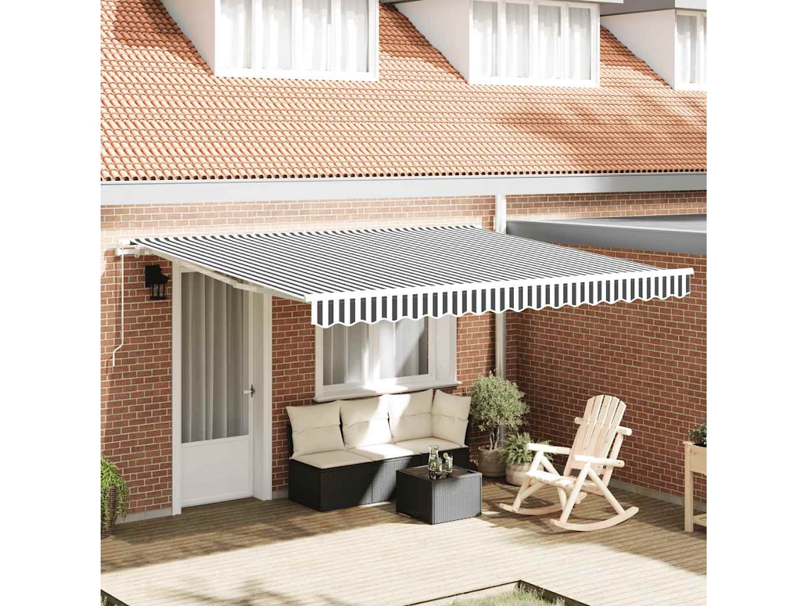 Vidaxl Toldo Retrátil Manual 400x300 Cm Antracite E Branco