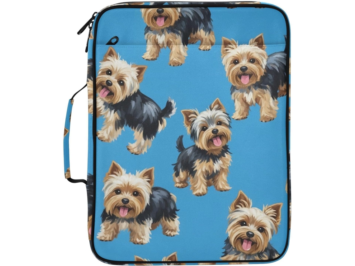 Pasta Expansível Azul Com Estampa De Cachorros Fofos, Com Pasta Removível De 3 Argolas, Organizador Documentos E