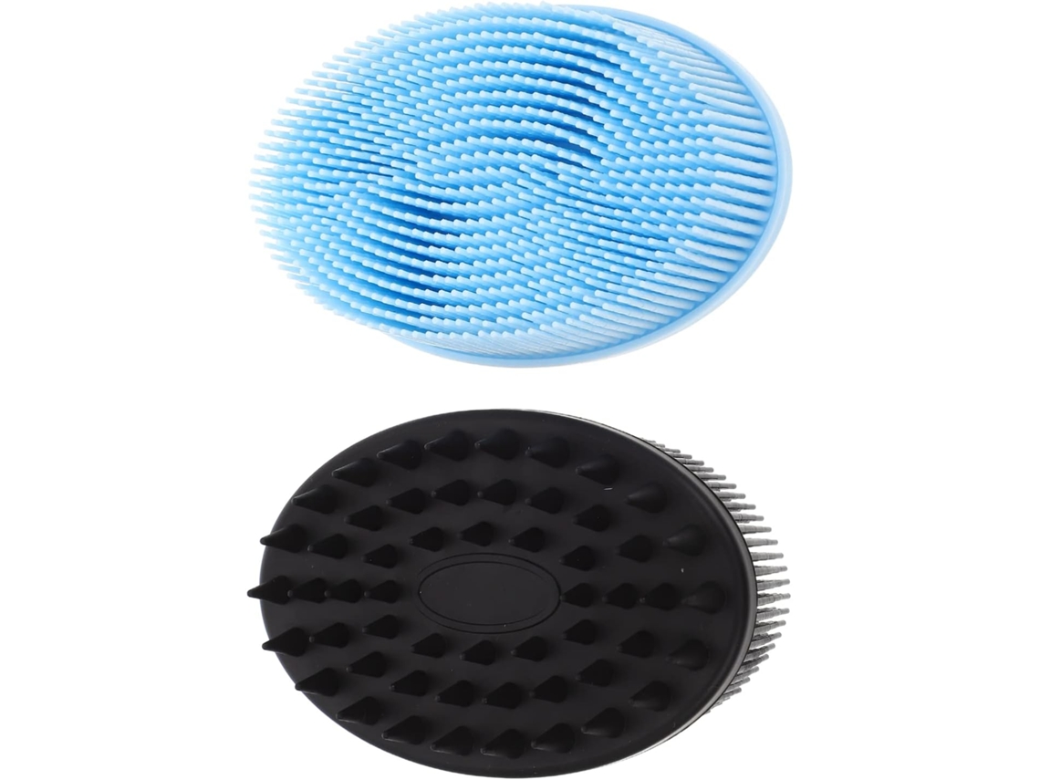 Conjunto De 2 Escovas Silicone Lifkome, Macias E Duráveis, Escova De Banho Prática Para Bebês E Adultos, Preta E Azul