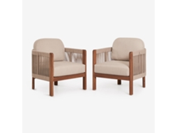 Pack de 2 Poltronas de Jardim em Madeira de Acácia e Corda Trançada Serel SKLUM