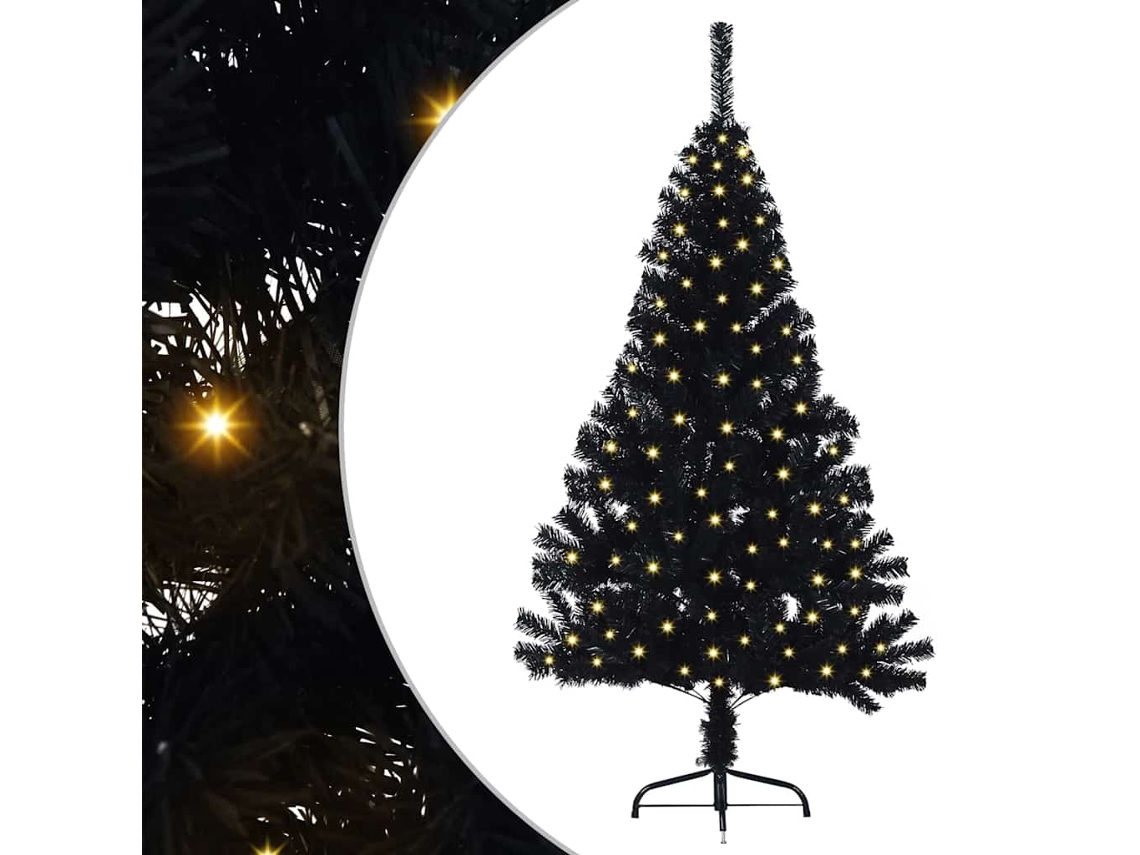 Árvore De Natal Artificial Iluminada Vidaxl Preto Pvc (150 Cm)