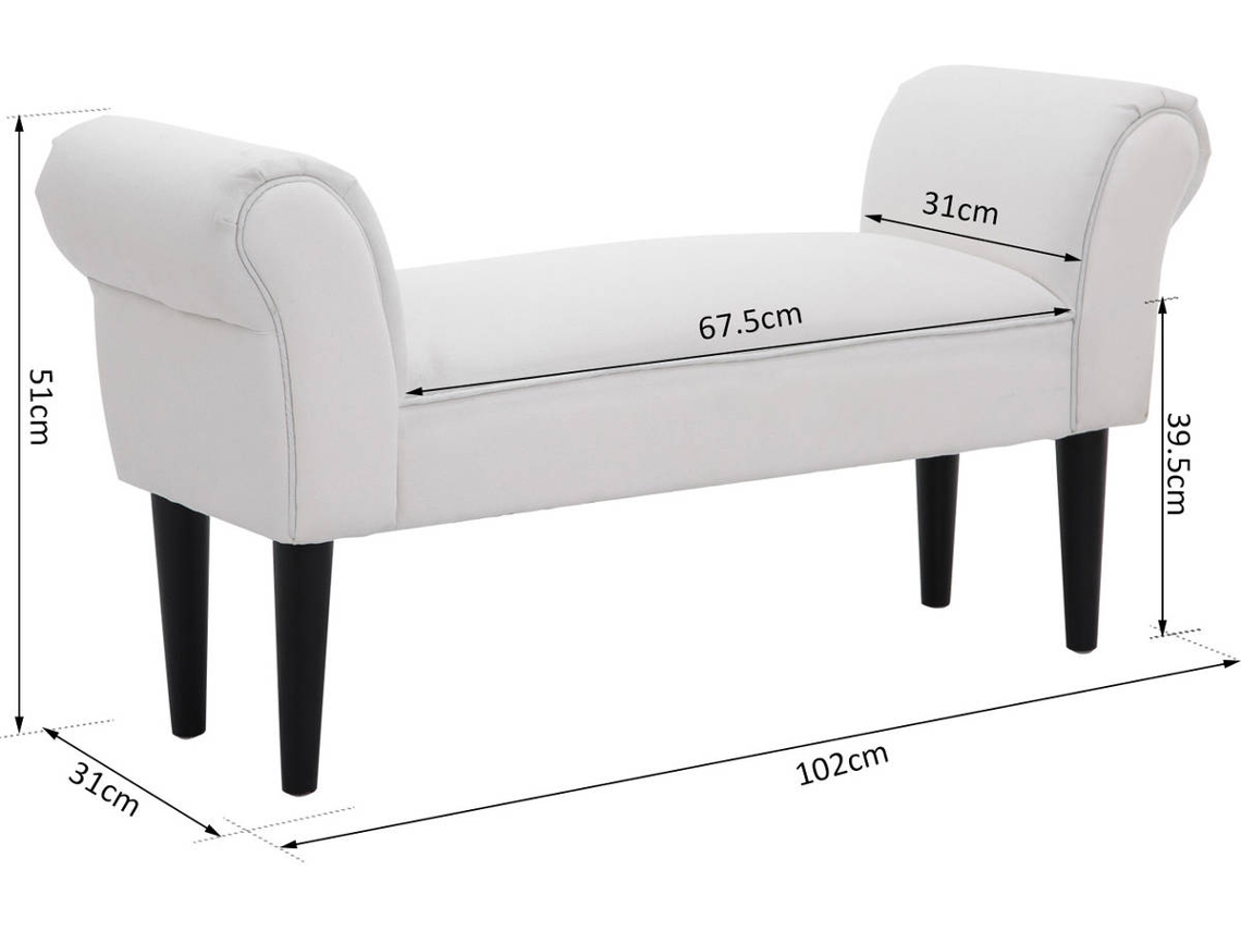 Banqueta HOMCOM Madeira Branco (102x31x51cm)