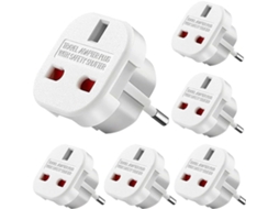 Adaptador de viagem AQUAFORGE, 6 unidades, para tomada Ue, branco, tipo G