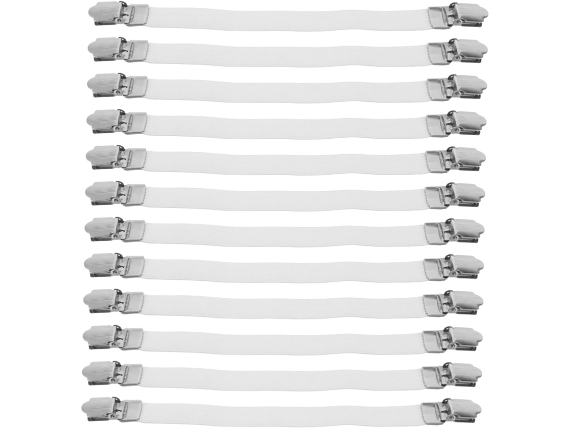 Prendedores Elásticos Brancos Para Tábua De Passar Roupa, 12 Peças, Superfície Lisa E Alças Ajustáveis Para Roupas