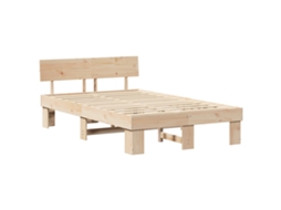 Conjunto 1 Estrutura De Cama Moderna Vidaxl Castanho Madeira De Pinho Maciça (120 X 200 Cm)