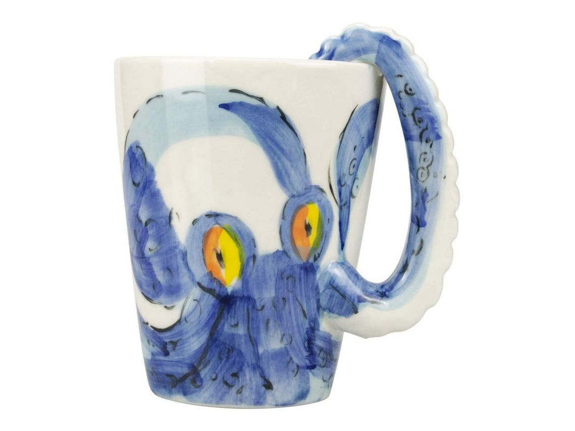 Taza De Café 3d, Hecha A Mano Y Pintada A Mano, Taza De Cerámica Creativa Con Pulpo Oceánico, 12.5oz