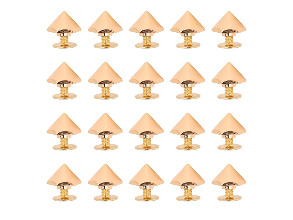 20 Unid Remaches De Unión 10mm Remache Cono Hexagonal Y Parafusos Cruzados Para Couro Cinto Bolsa Roupa Artesanatos Dourado