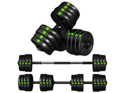 Conjunto De Halteres 2 Em 1, Cor Preto E Verde, Com Antiderrapante