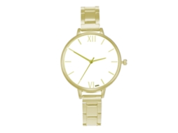 Relógio Analógico de Quartzo com Pulseira de Aço para Mulher Estilo Simples Elegante Ouro