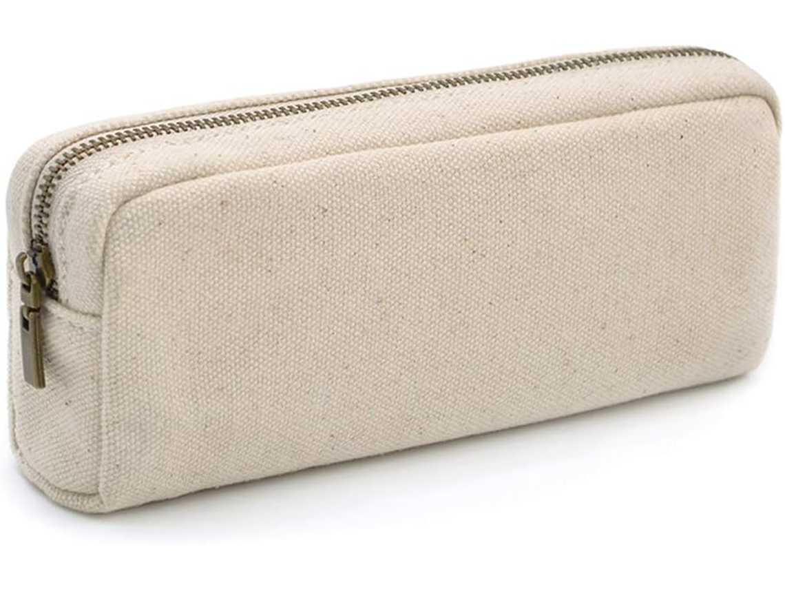 Estojo para Lápis, Grande Capacidade, Resistente, Organizador, Lona, Branco, Escritório, Adultos, Maquiagem AQUAFORGE