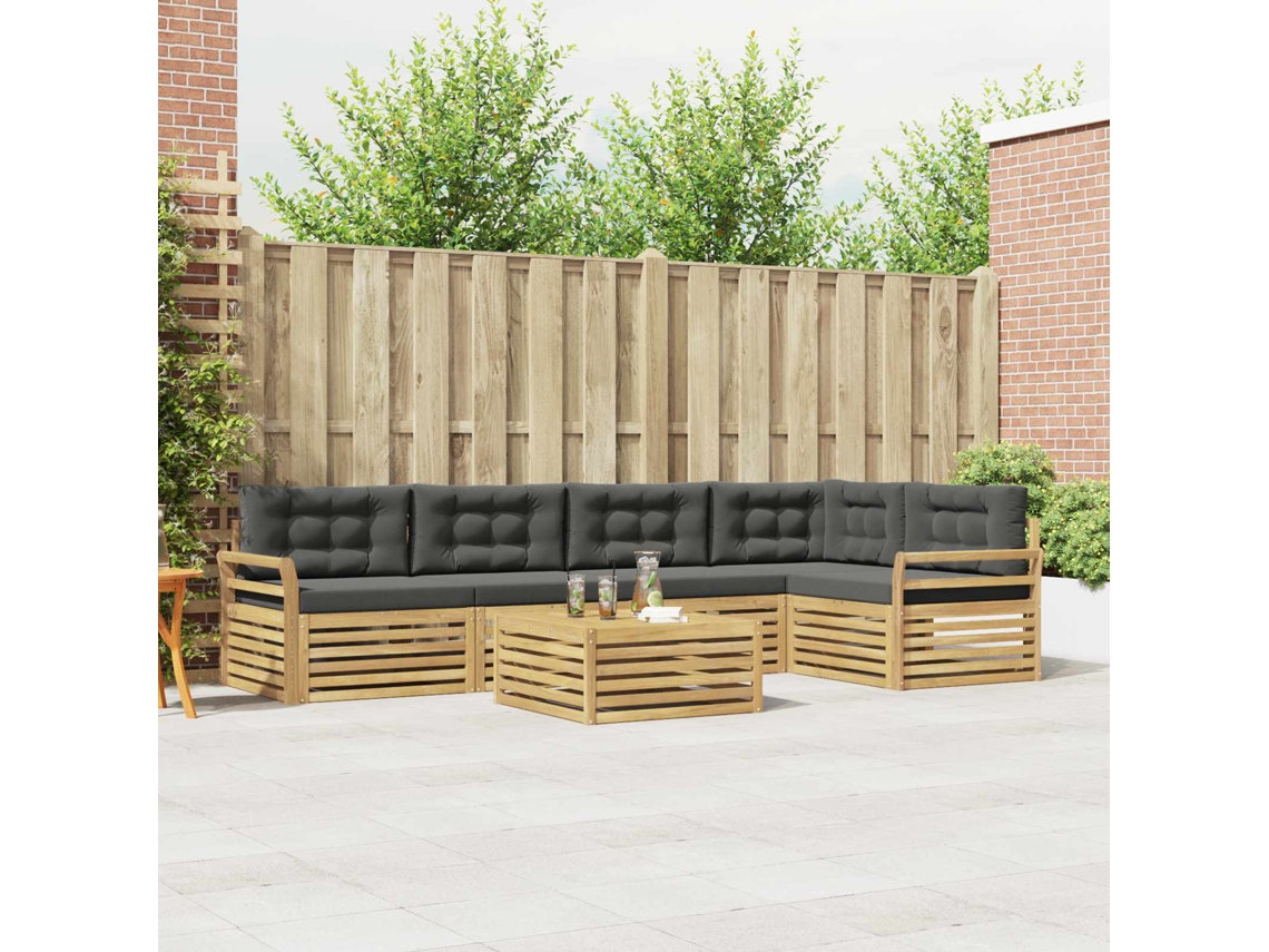 Vidaxl Conjunto De Sofás Para Exterior 6 Unid. Branco E Antracite