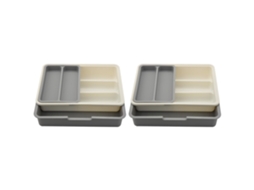 Lurelia Caixa Para Talheres, Em Plástico Pp, 7 Compartimentos, Para Gaveta De Cozinha, 31,5 X 23,5 X 6,3 Cm, Cinzento