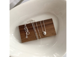 Colar Oval em Prata de Lei 925 , com Pingente em Formato de Feijão, Design Simples e Elegante para Quem Usa Transporte Público. MDUG (ouro Branco)