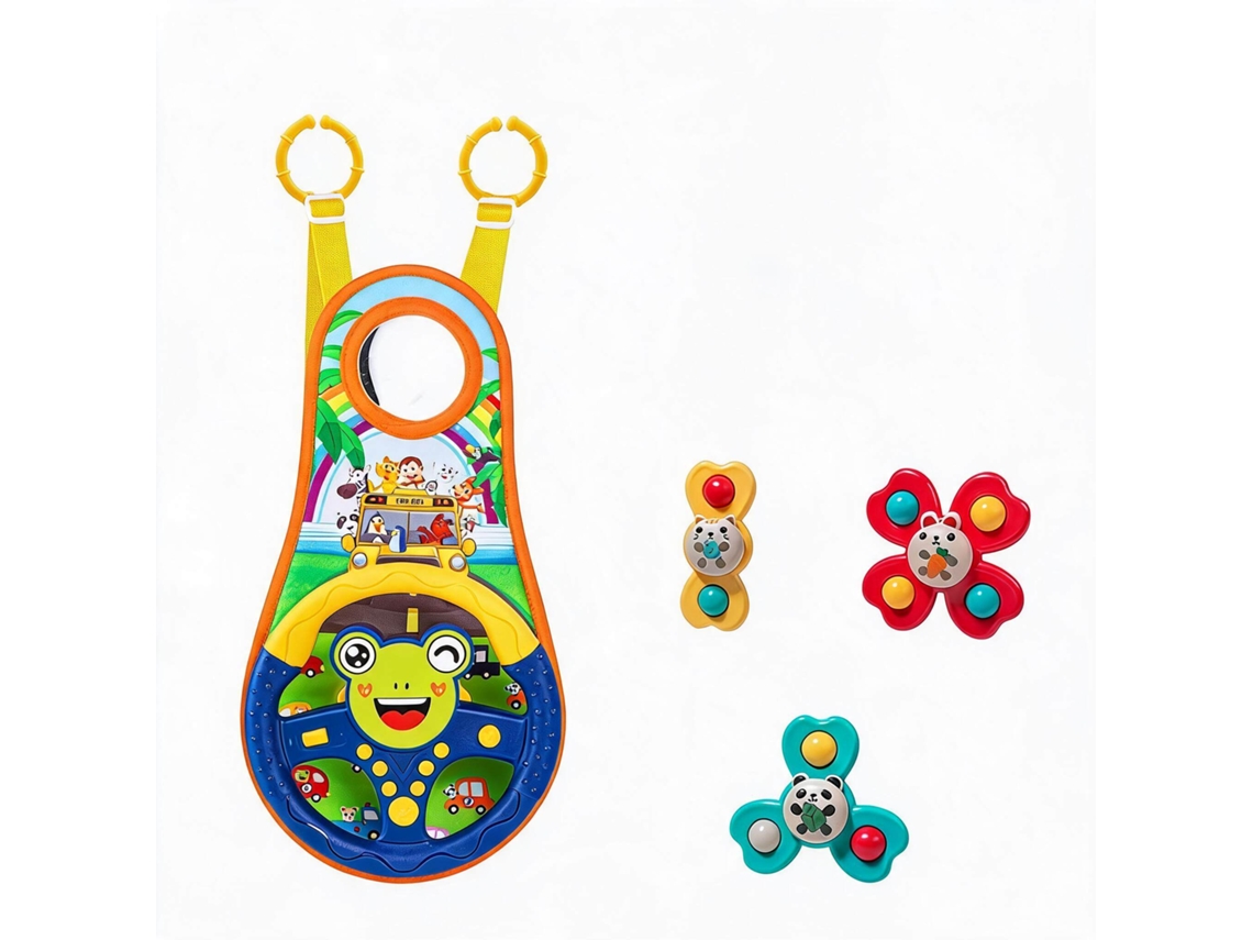 Volante Brinquedo Bebé CHRUI para Cadeirinha com Espelho e 3 Brinquedos (sapo)
