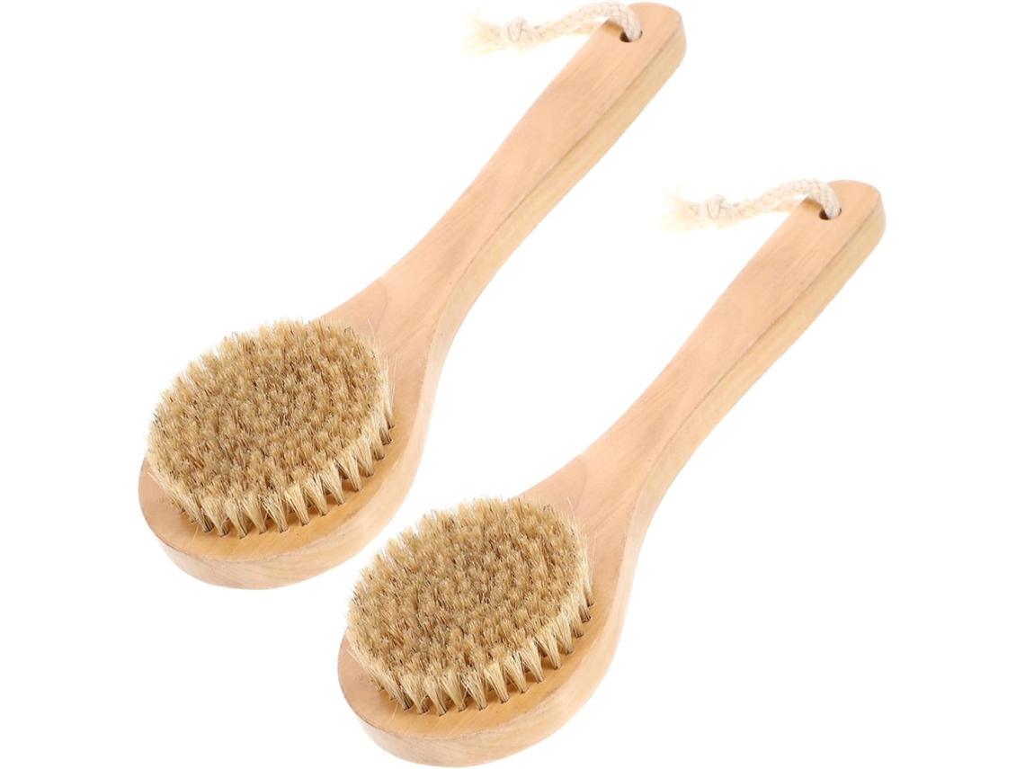 Conjunto De 2 Escovas Banho Eringogo Com Cerdas Javali Para Massagem E Esfoliação Corporal Acessórios Práticos Limpeza