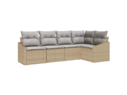 Conjunto 5 Sofá Exterior Vidaxl Bege Vime Pe (233,5 X 123,5 X 85 Cm)