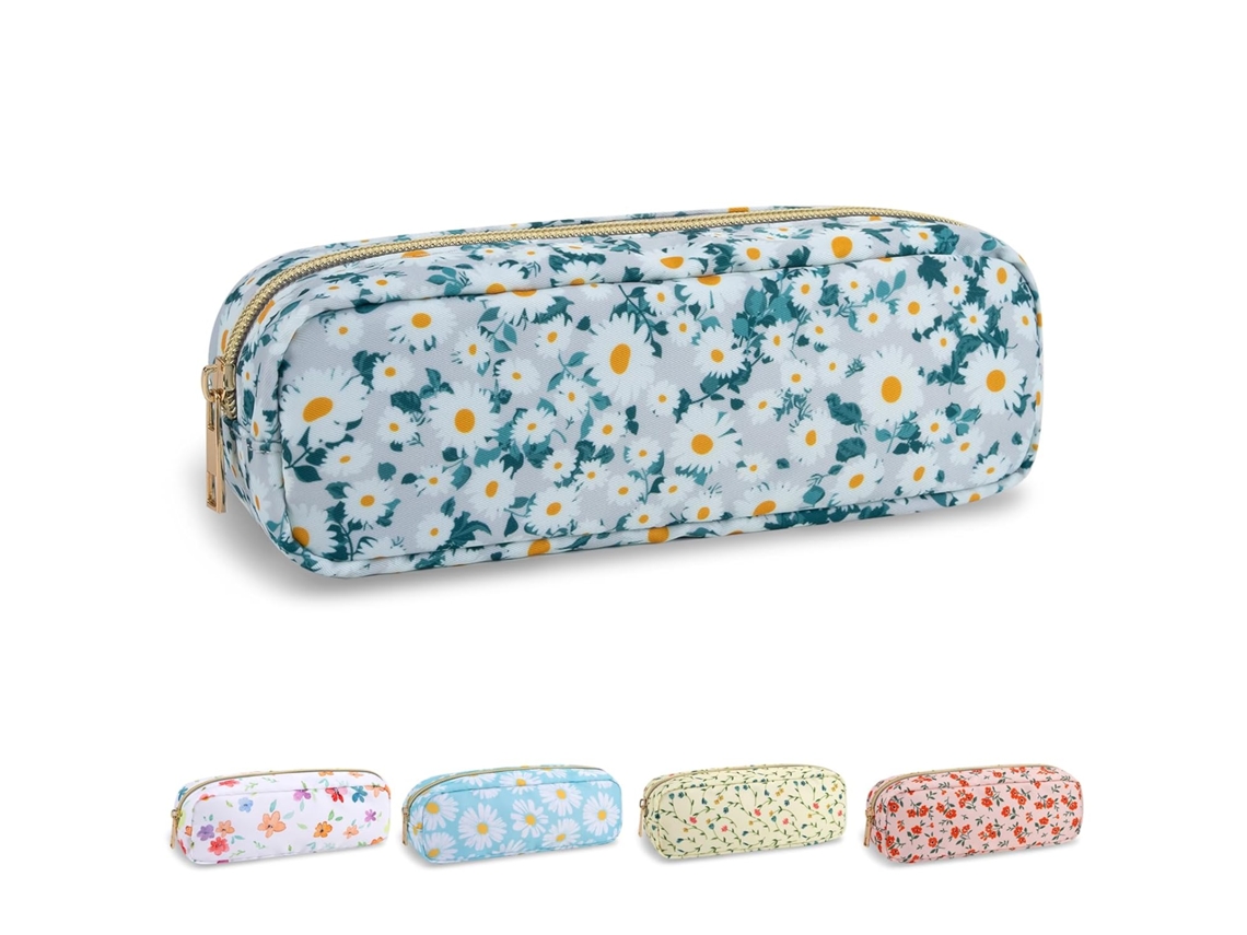 Estojo para Lápis, Impermeável, com Zíper, Floral, Meninas, Maquiagem AQUAFORGE