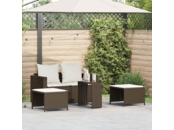 Vidaxl 5 Pcs Conjunto Sofás De Jardim C/ Almofadões Empilhável Vime Pe