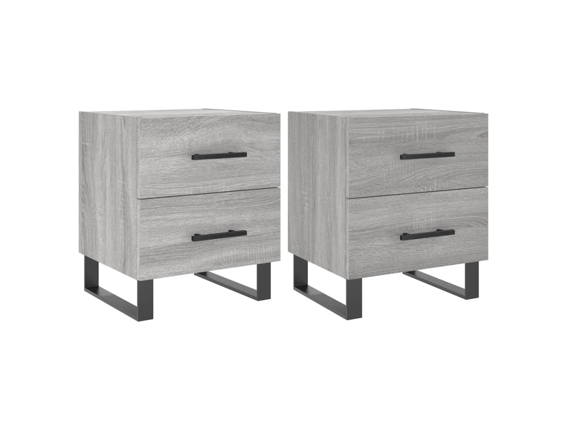 Bedside Cabinet, Bedside Cabinets Vidaxl Cinzeto Madeira Processada (n/a)