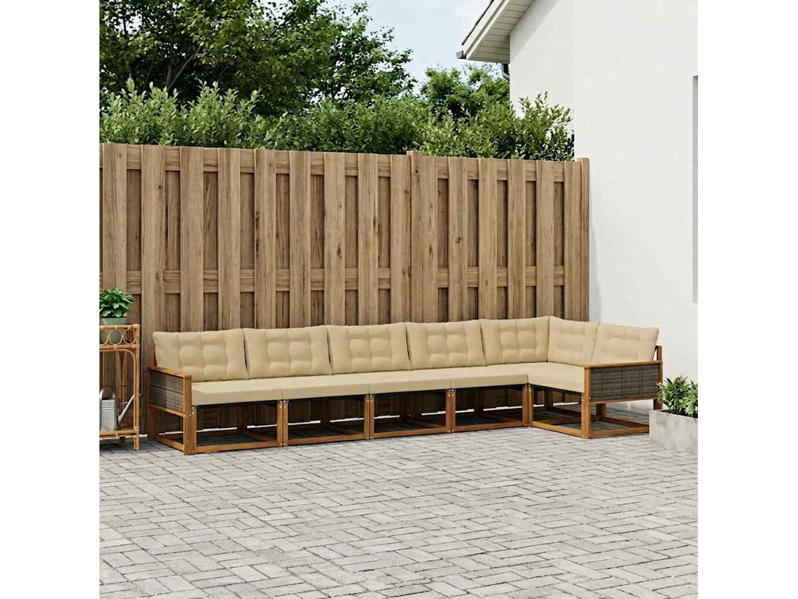 Vidaxl Conjunto De Sofás Para Exterior 6 Pcs Natural E Bege