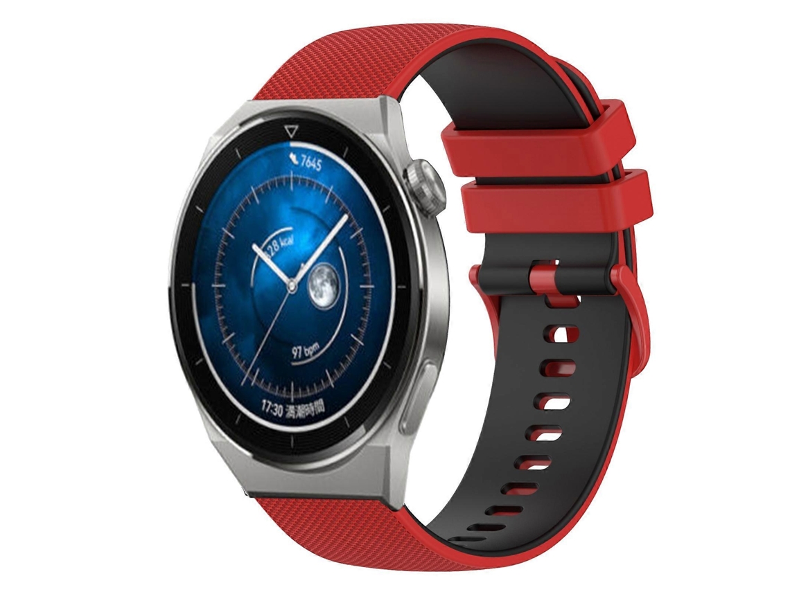 Pulseira De Silicone Quadriculada Bicolor Para Huawei Watch Gt3 Pro 46mm 22mm