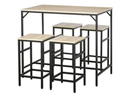 Mesa Alta Com Banco Mdf, Metal Cor Preto E Carvalho 100x60x88 Cm Homcom