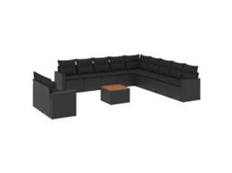 Conjunto de 12 Sofás para Jardim com Almofadões Vime Pe Preto MAISON EXCLUSIVE (N/A)