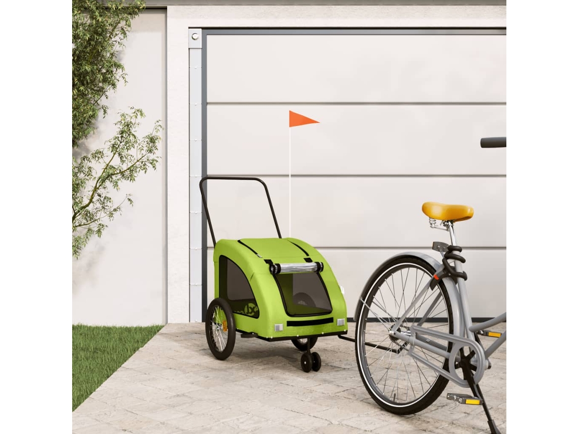 Vidaxl Reboque De Bicicleta P/ Animais Tecido Oxford/ferro Verde