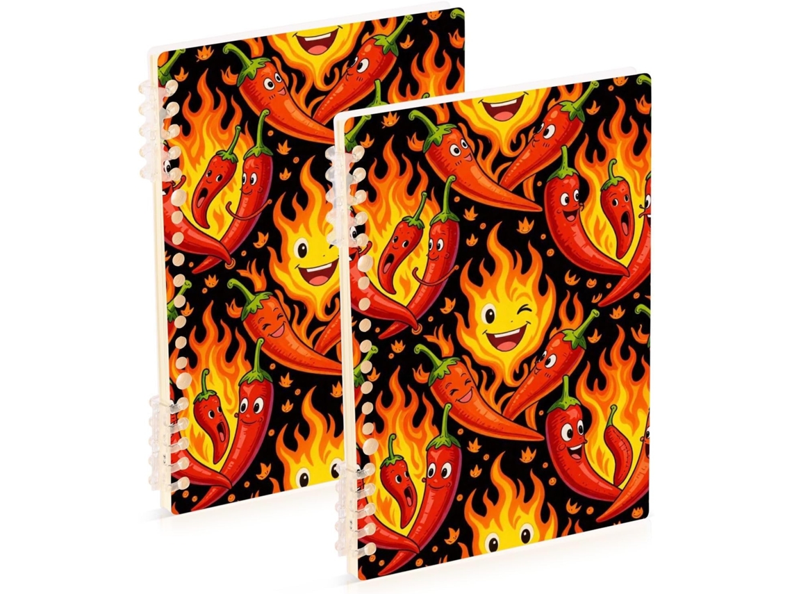 Conjunto de 2 Cadernos Espiral, Tamanho A5 21,1 X 14,5 Cm Capa Dura 60 Folhas para Viagens e Anotações.