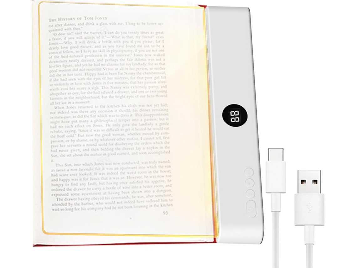 Luminária De Leitura Led Genérica, Recarregável, 18, 5x 15, 3x 2, 2cm, Luz De Leitura Noturna, Longa Duração, Para