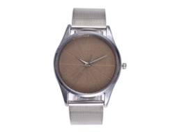 Reloj De Pulsera De Cuarzo Con Correa De Malla Dial Redondo Casual Negocios Zhoulianfa Café
