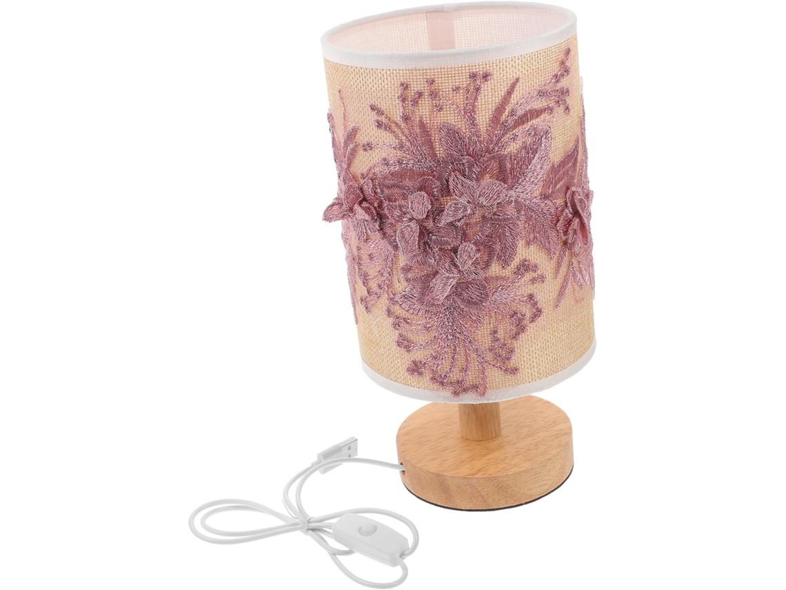 Luminária De Mesa Usb Em Tecido, Luminária De Cabeceira Com Cúpula Floral, Iluminação Artística Para Escritório E