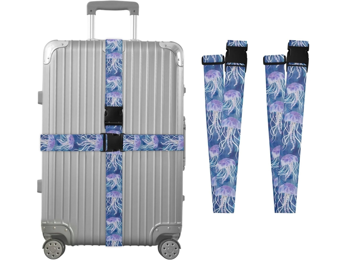 Conjunto De 2 Cintas Bagagem Personalizadas Jellyfish Com Fivelas