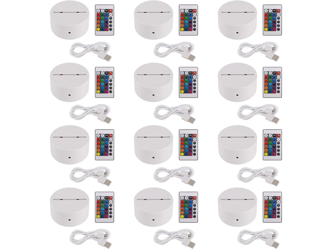 Conjunto De 12 Luminárias Noturnas Led 3d Com Suporte Para Exibição De Luzes Usb, 16 Cores Em Acríli Gokoco