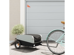 Vidaxl Reboque Para Bicicleta 30 Kg Ferro Preto E Cinza