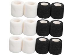 12 Rolos De Fita Adesiva Para Suporte Pulso Em Atividades Esportivas E Fitness, Nas Cores Preto Branco