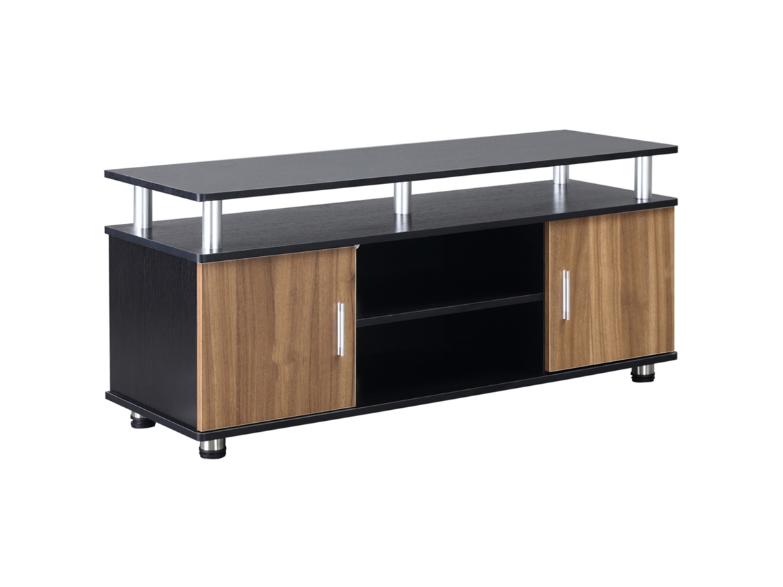 Armário De Tv De Até 50'' Com Armários E Prateleiras, Armário Para Sala E Sala De Estar Em Madeira E Alumínio, 120x40x52,2cm
