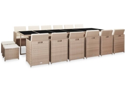 Garden Table And Chair, Garden Tables And Chairs Vidaxl Bege Rattan / Vime (n/a)
