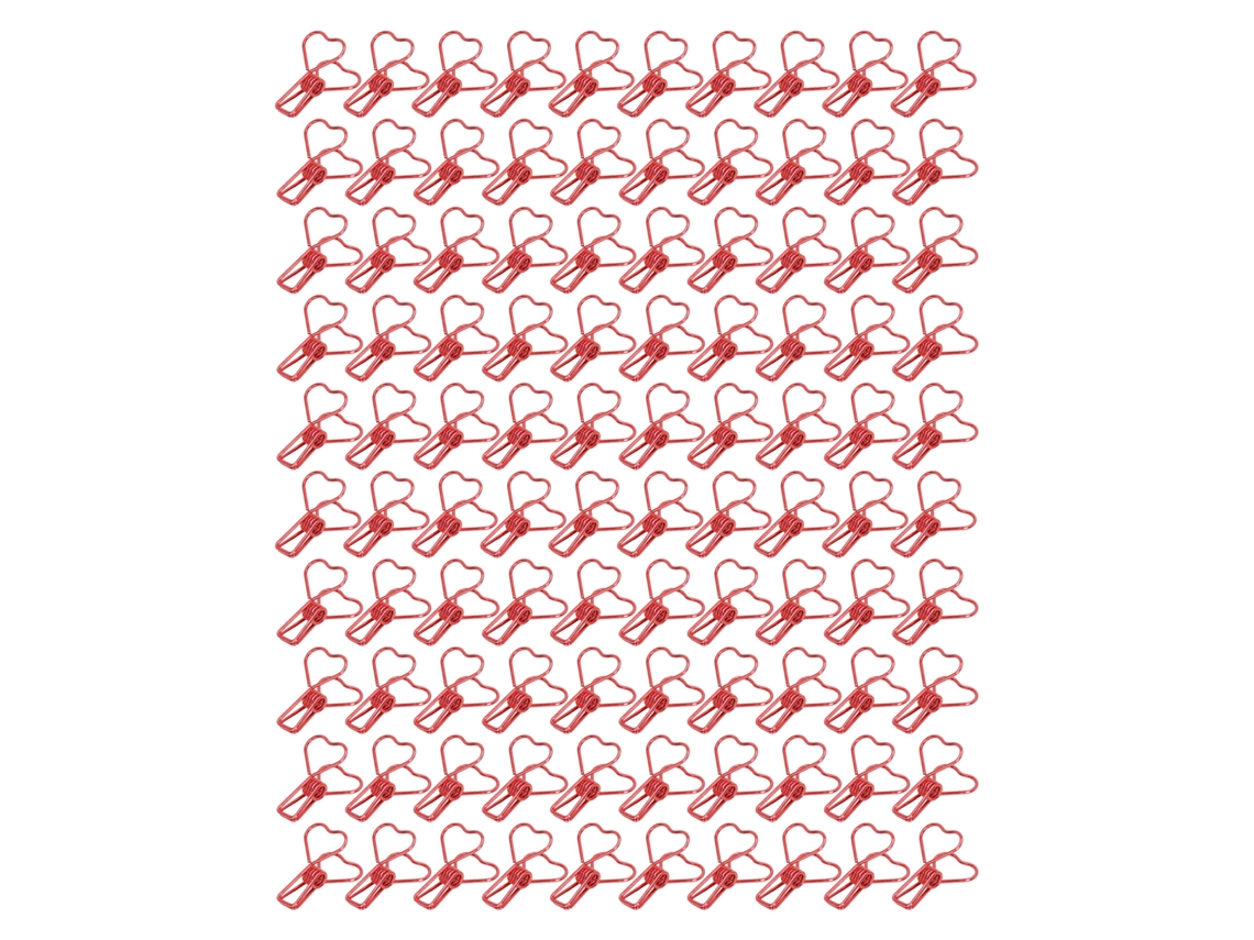100 Pequenos Clips De Metal Em Forma De Coracao Para Documentos De Escritorio, Certificados E Tickets, Cor Vermelha.
