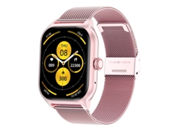 (rosa) Smartwatch com tela TFT de 2,01 polegadas, compatível com chamadas Bluetooth e monitoramento de saúde, pulseira de aço.
