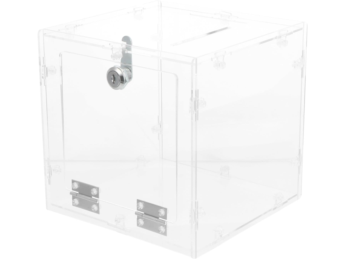 Caixa De Doações Em Acrílico Transparente Com Fechadura, Capacidade Para Ingressos