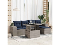 Vidaxl 6 Pcs Conjunto Sofás Jardim Com Almofadões Pe/acácia Cinzento