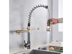 Torneira De Cozinha Com Luz Led, Preta E Bronze, Misturador De Mola Dupla